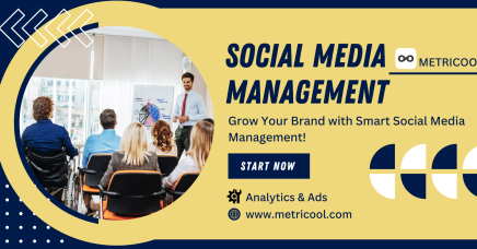 Navy & Yellow Modern Digital Marketing Course Banner Landscape